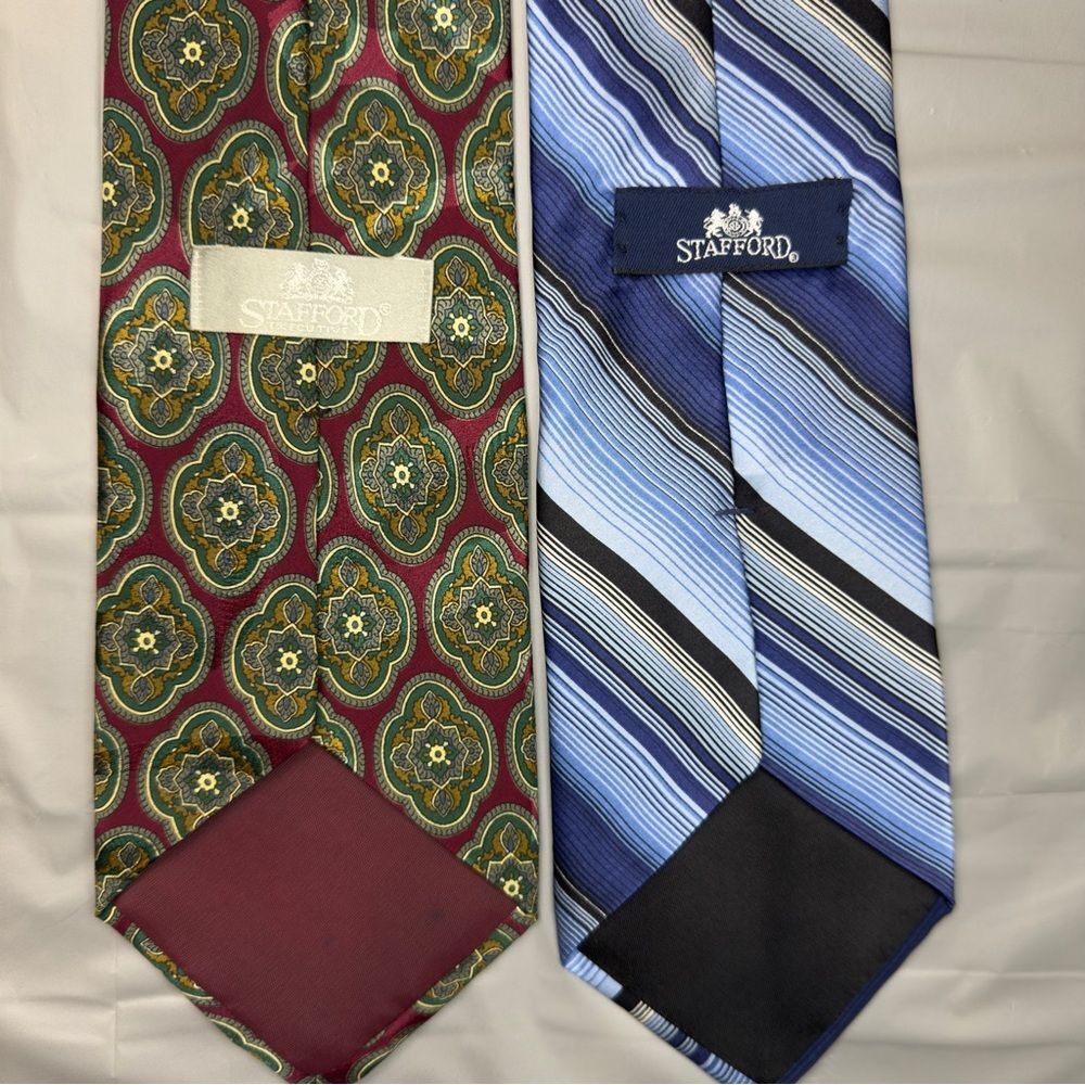 Stafford Men's Green and Blue Patterned Ties